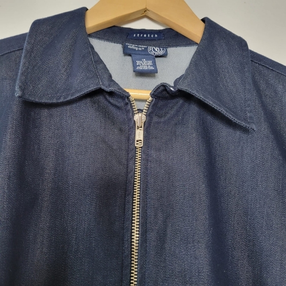 Venezia Jeans Women Full Zip Jacket Size 14 Blue Denim Stretch Biker Lightweight - Picture 3 of 10